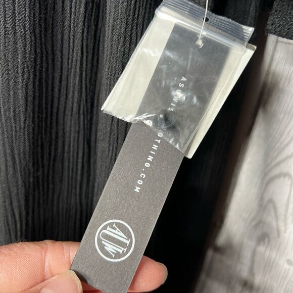 As U Wish Cold Shoulder Dress XS Black Lined Lightweight Gauze A Line NWT - Picture 7 of 13